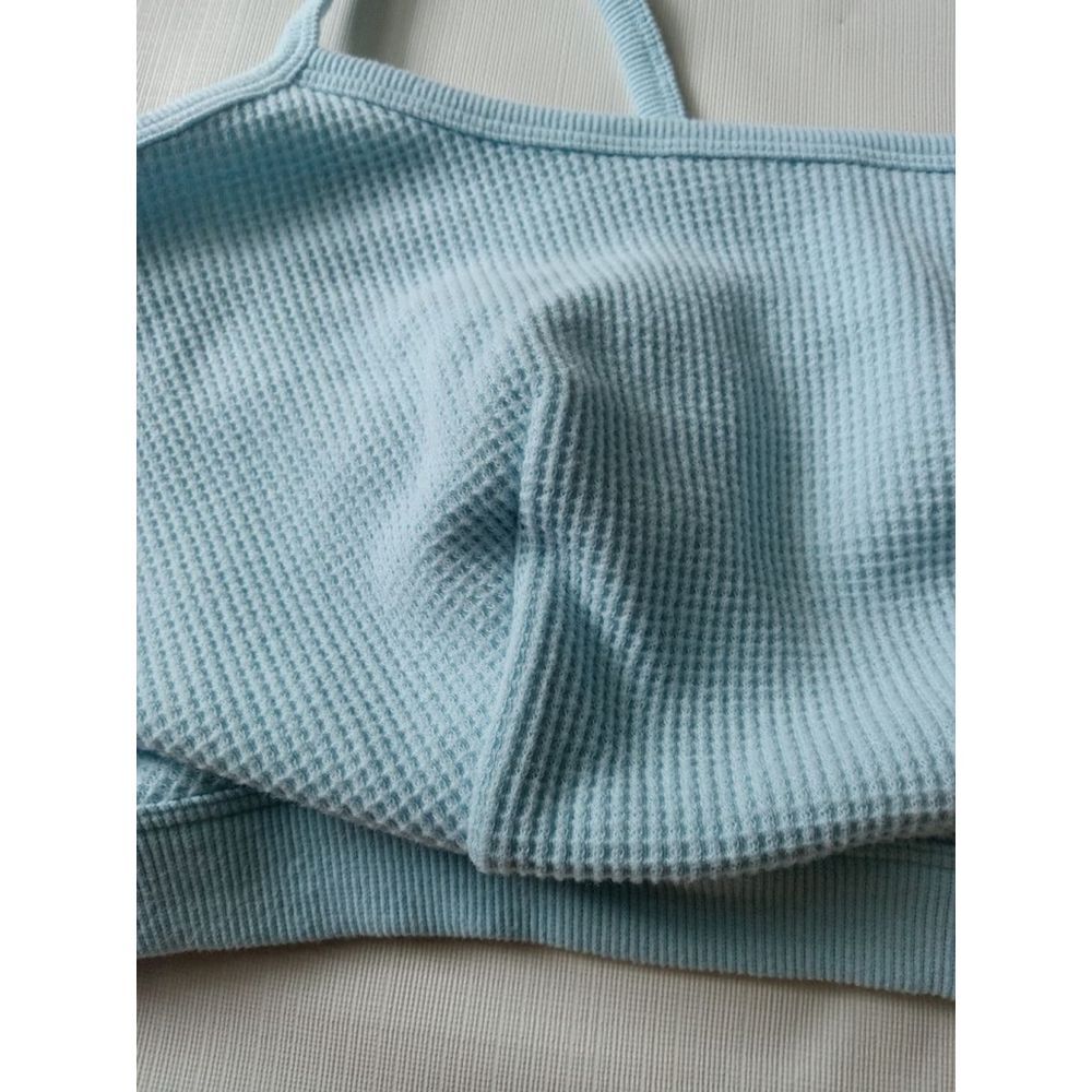 Auden Light Blue Waffle Knit Unlined Plus Size Bralette Women's 3X 46DD 48DD - Picture 6 of 10